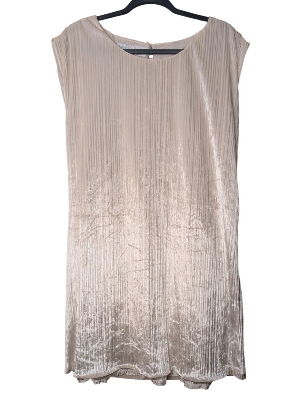 Vintage Charlotte Neuville Sleeveless Shimmer Plissé Mini Dress size 8 FLAW